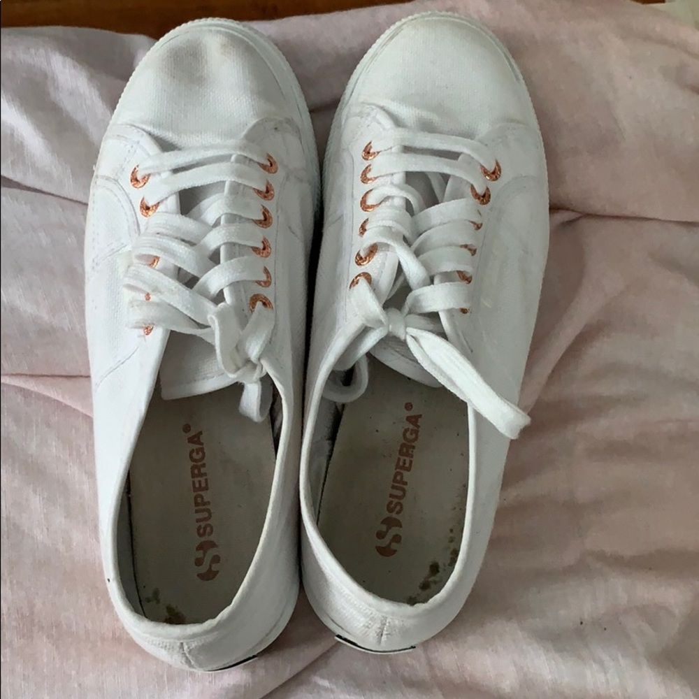 Superga white platform sneakers
